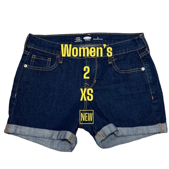 Women's Old Navy 2 Small Shorts Jeans Denim Navy Blue Regular Rolled Stretch - Picture 2 of 8
